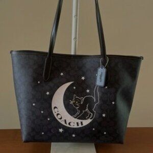 Coach Halloween black Cat tote
